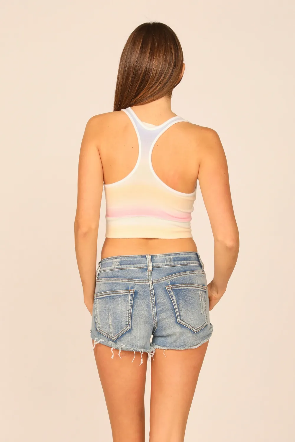 Sunstruck Ombre Tie Dye Brushed Hacci Racerback Crop Top