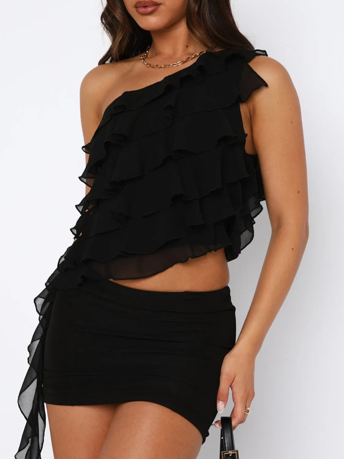 TEEK - Layered Ruffled One Shoulder Tank