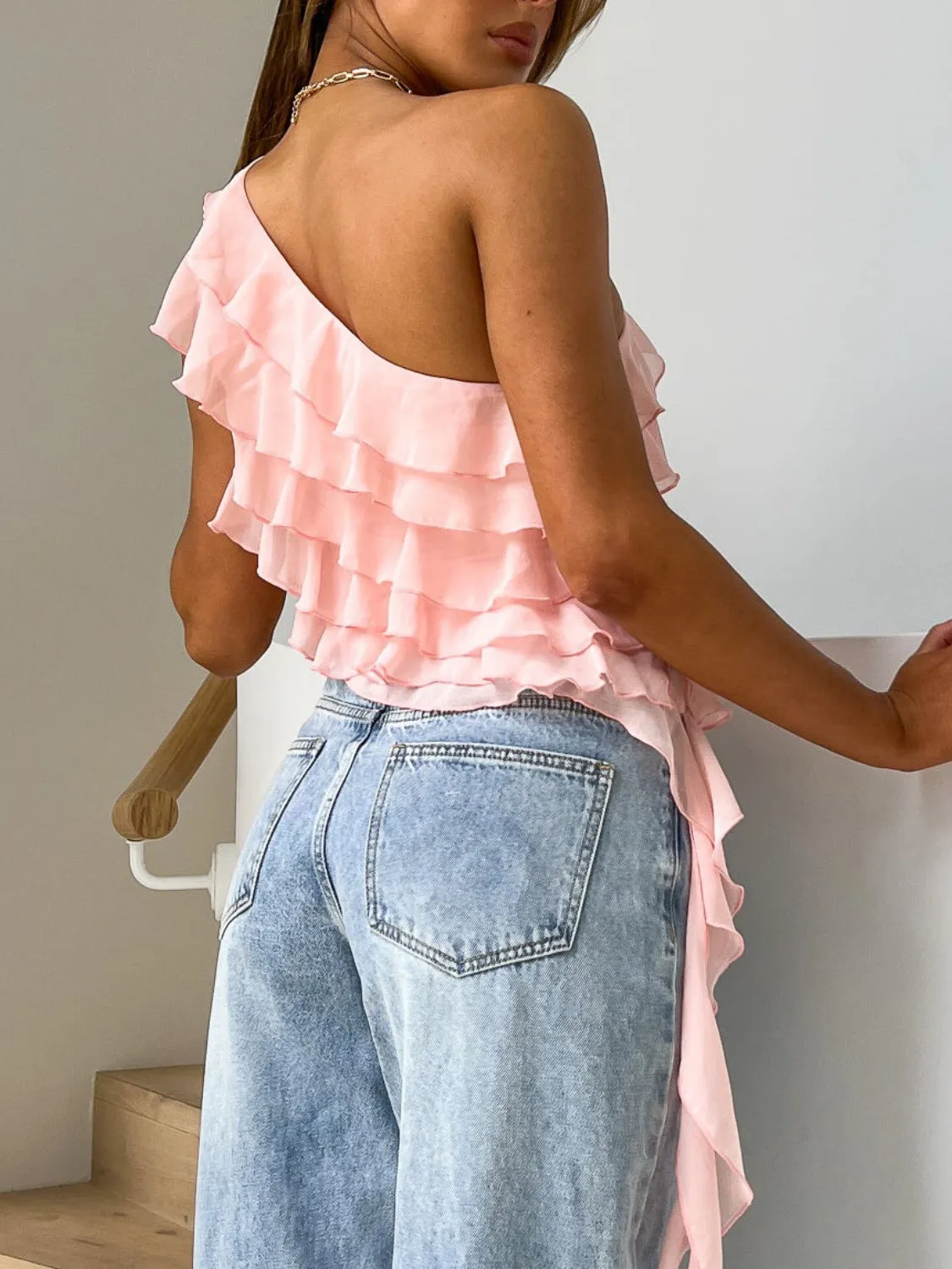 TEEK - Layered Ruffled One Shoulder Tank