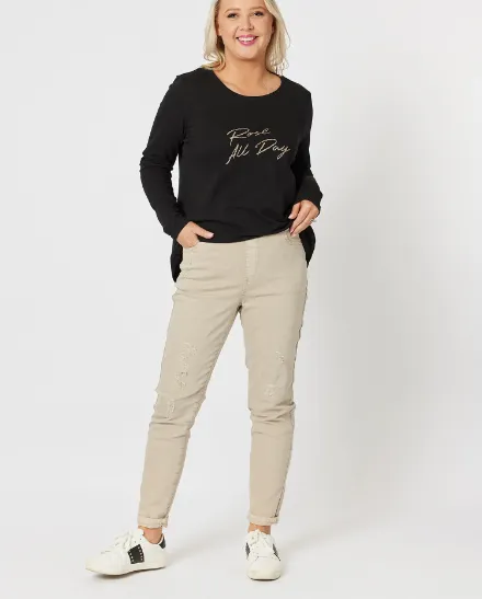 Threadz Pull On Ripped Jeans