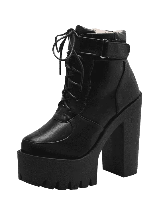 Trendy Chunky Heel Platform Ankle Boots