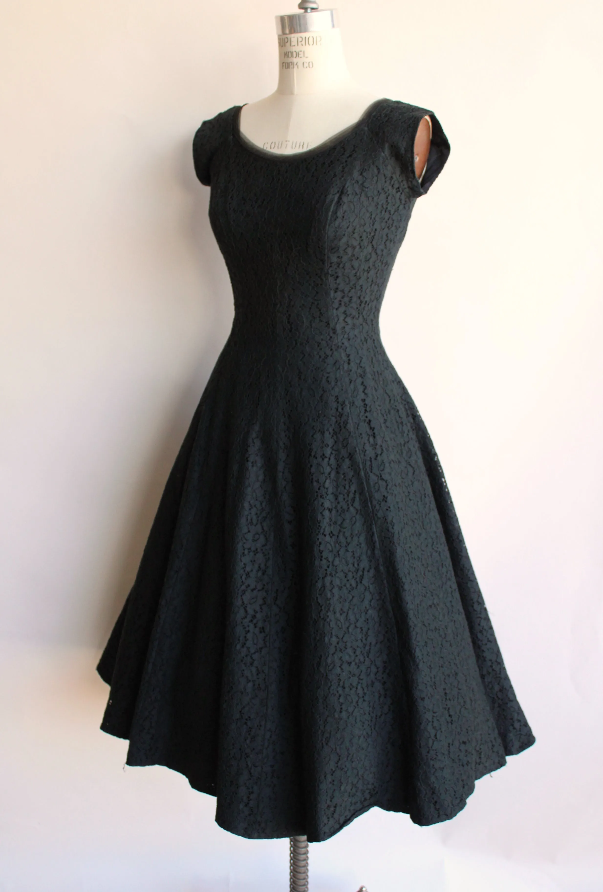 Vintage 1950 Black Lace Dress