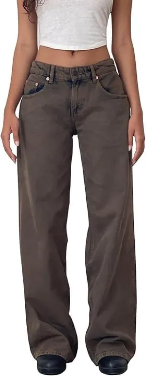 Women Low Rise Baggy Jeans Boyfriend Straight Wide Leg Jeans Casual Loose Fashion y2k Denim Pants