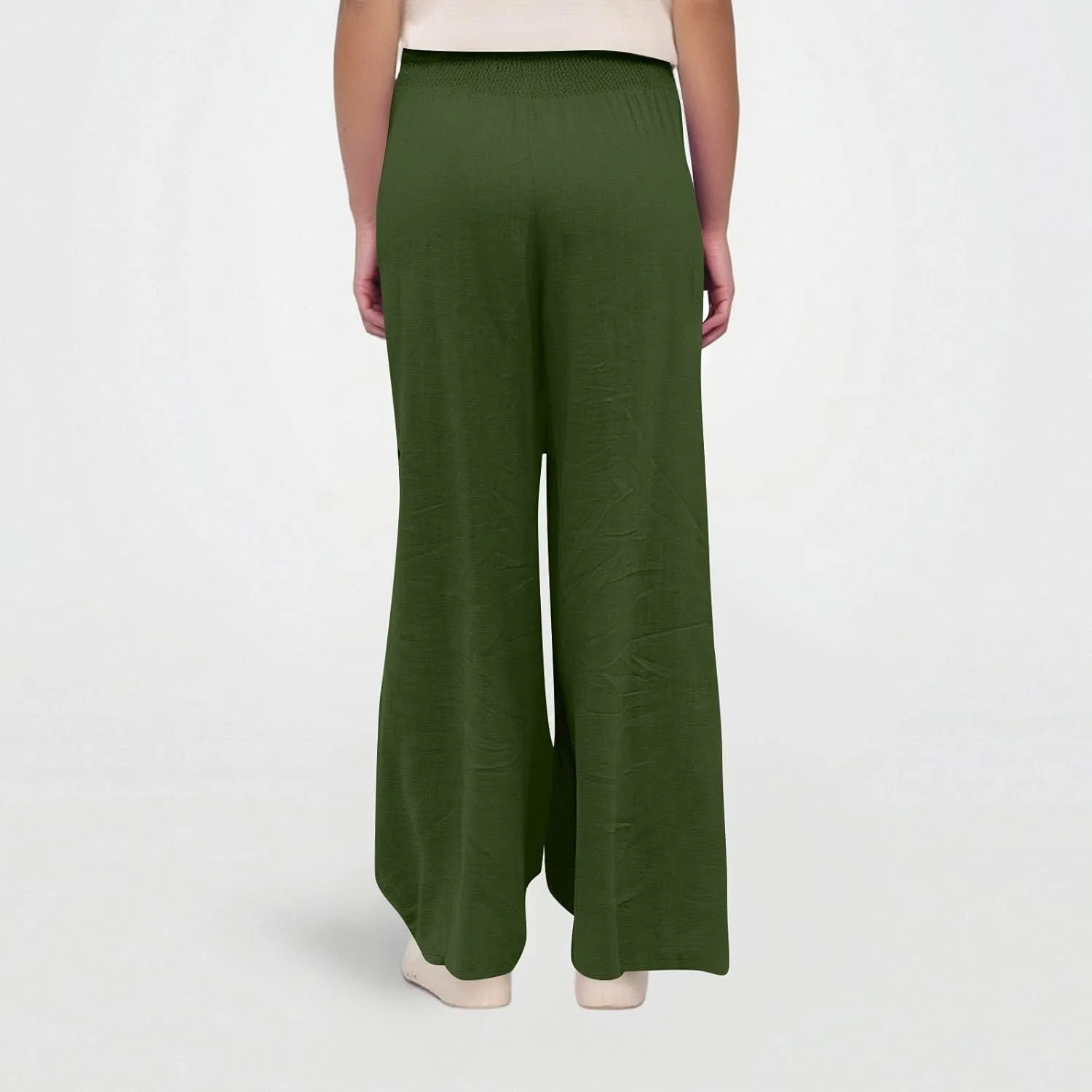 Women's Casual Straight Leg Solid Color High Waist Pocket Dressy Loose Fit Fashion Pants