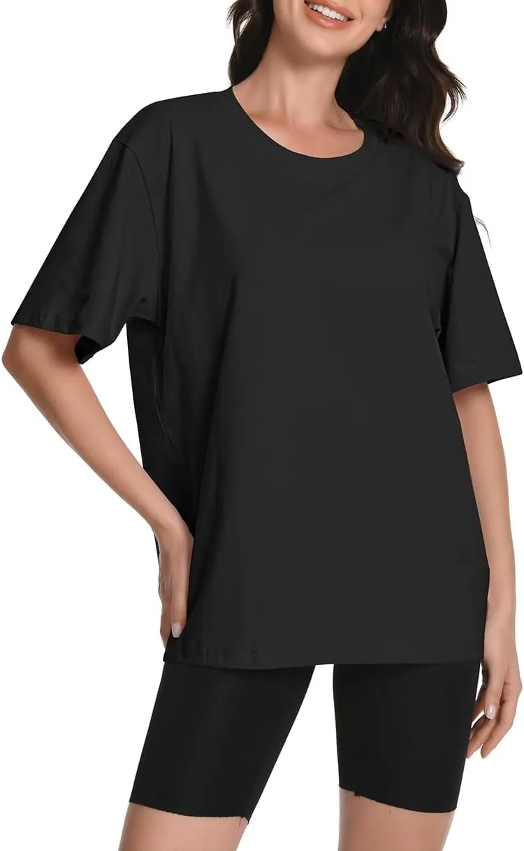 Womens Oversized T Shirts Crewneck Short Sleeve Summer Tops Casual Blouse Basic Tee Trendy Outfits 2025