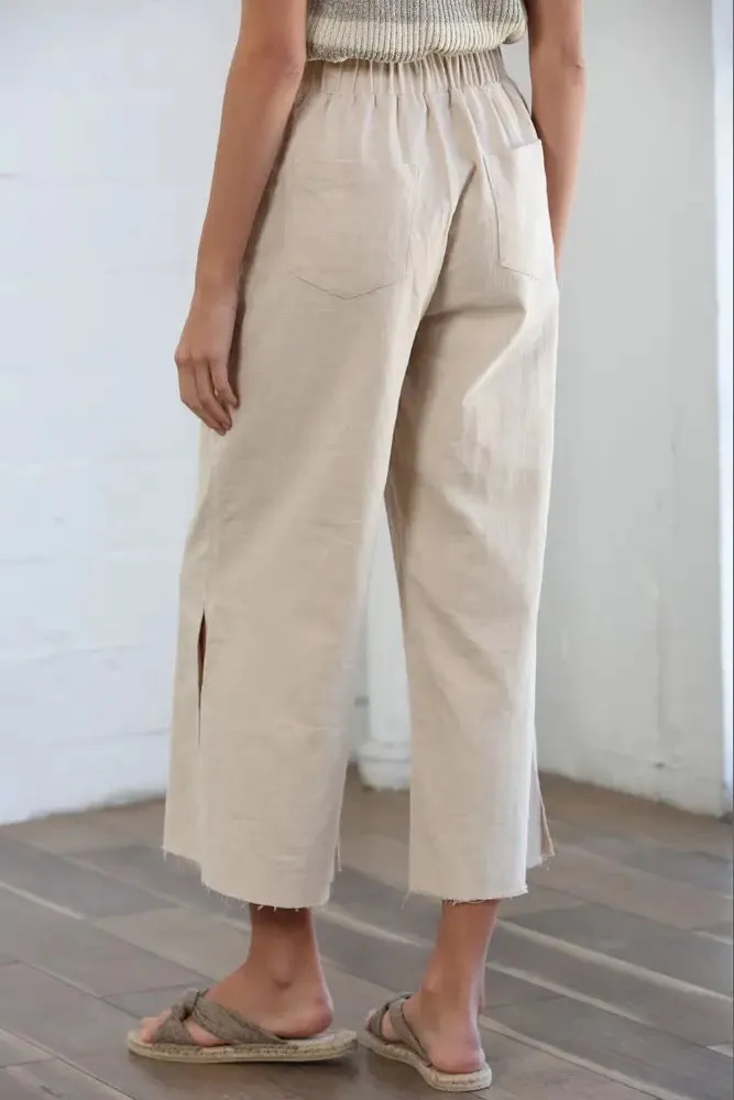 Woven Linen Straight Wide Pants