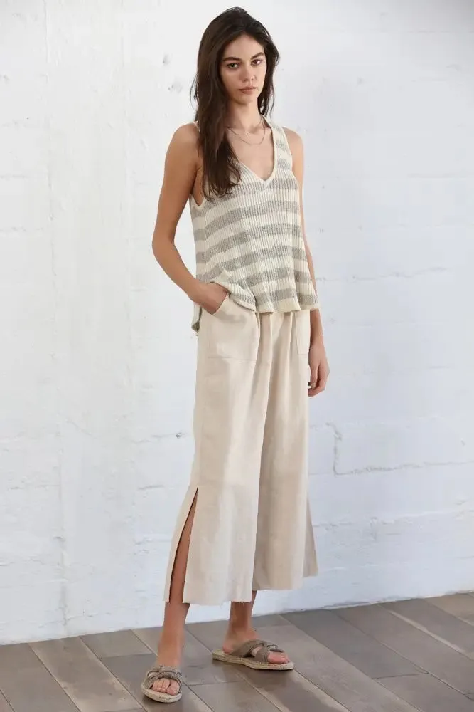 Woven Linen Straight Wide Pants