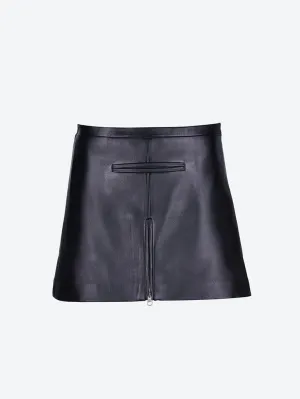 Zipped vintage leather mini skirt